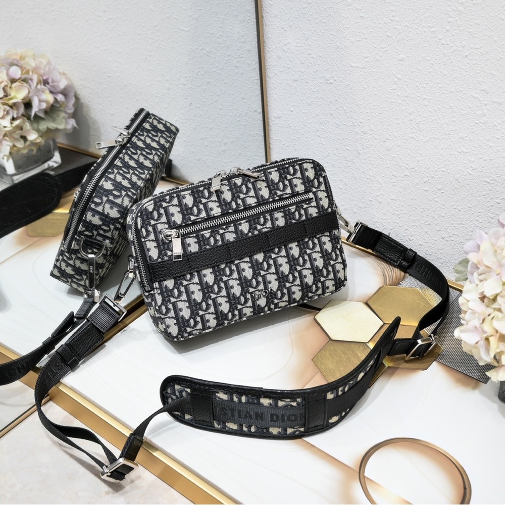 Dior Monogram Black and Gray Crossbody Bag
